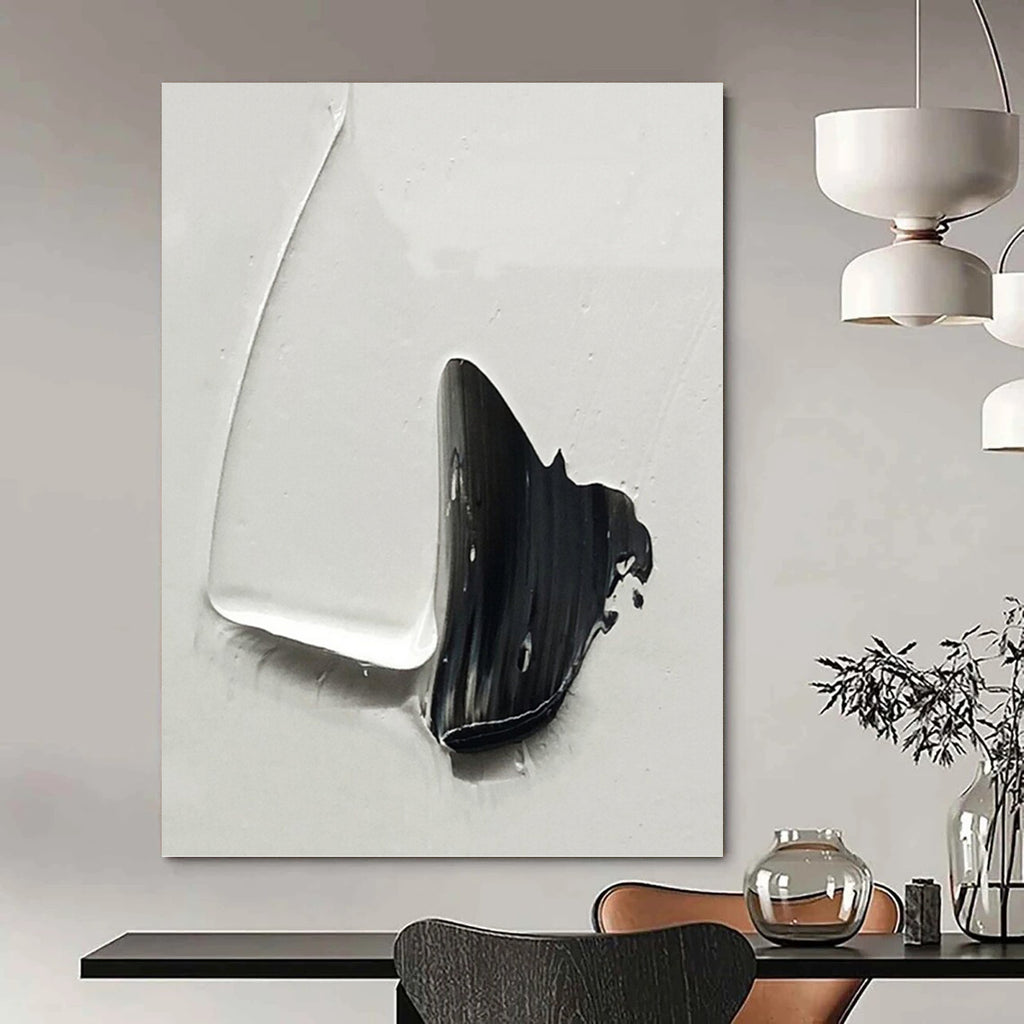 “Contrasting Black and White” - Abstract, Graphic - Styled Painting On Canvas PT1671