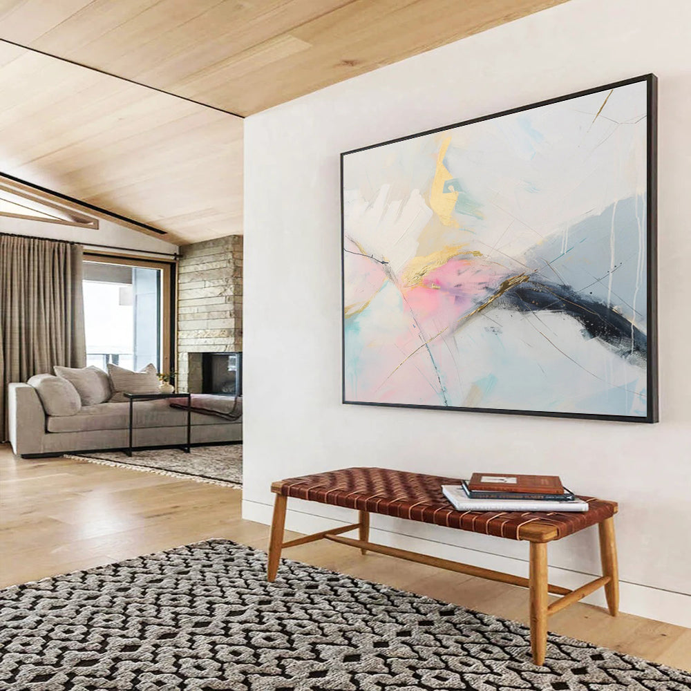 “Gilded Pastel Mix” - Luxe Abstract Painting On Canvas DKS479