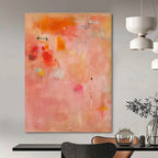 Pink, Orange, Yellow with Playful Shapes "Sunset Confetti" Abstract Painting On Canvas PS1379