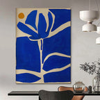 “Blue and Orange Floral Silhouette” - Minimalist Floral Painting On Canvas PT1834