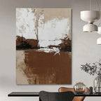 “Brown and White Abstract: Earthy Minimalist Art” - Subtle Textured Painting On Canvas PT0975