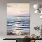“Pastel Seaside Sunset” - Coastal, Serene - Themed Painting On Canvas PT1596