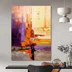 “Purple & Orange Urban Abstract” - City - Inspired Abstract Painting On Canvas DS278