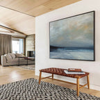 “Moody Seaside Landscape in Cool Tones” - Atmospheric Oil Painting On Canvas PT022