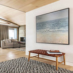 “Textured Gray Sea” - Impasto Oil Seascape Painting On Canvas DKS865