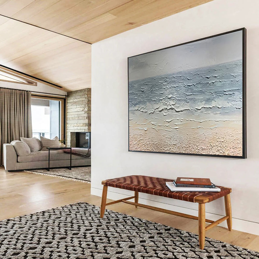 “Textured Gray Sea” - Impasto Oil Seascape Painting On Canvas DKS865