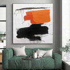 Burnt Orange, Black, White Layered Heat “Sunset Echo” - Painting On Canvas PS0789