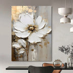 “Textured White Floral” - 3D Floral Abstract Painting On Canvas DS300
