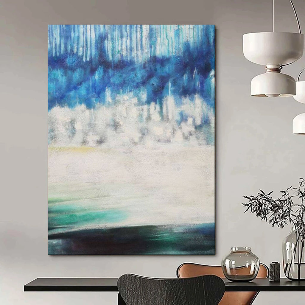 “Blue - White Abstract Forest” - Abstract Landscape Painting On Canvas PT1974