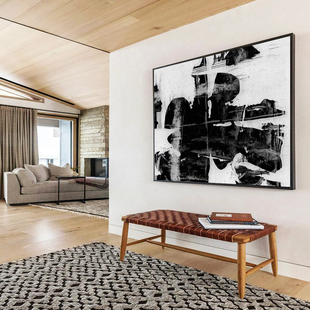 “Monochrome Layered Abstract” - Textured Abstract Painting On Canvas PT134