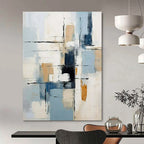 “Blue - Gold Abstract” - Abstract Expressionist Painting On Canvas PT2342