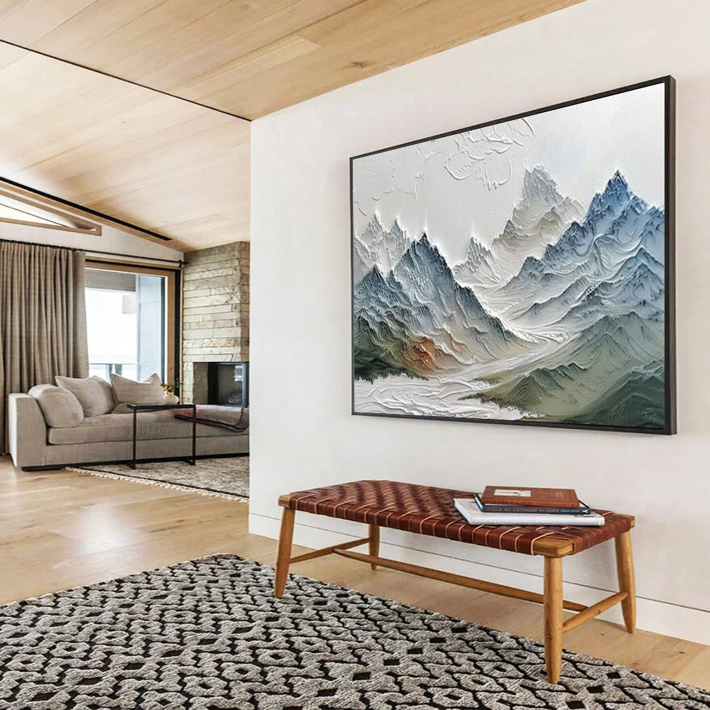 “3D Textured Mountain Range” - Sculptural Landscape Painting On Canvas DKS453