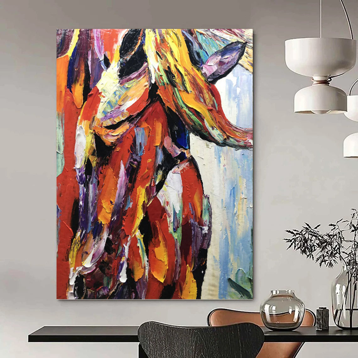 “Colorful Horse Portrait” - Expressionist Animal Painting On Canvas PT1272