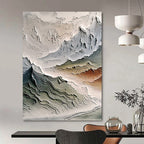 “Multi - colored Textured Mountain Abstract” - Landscape - inspired Relief Painting On Canvas PT0981