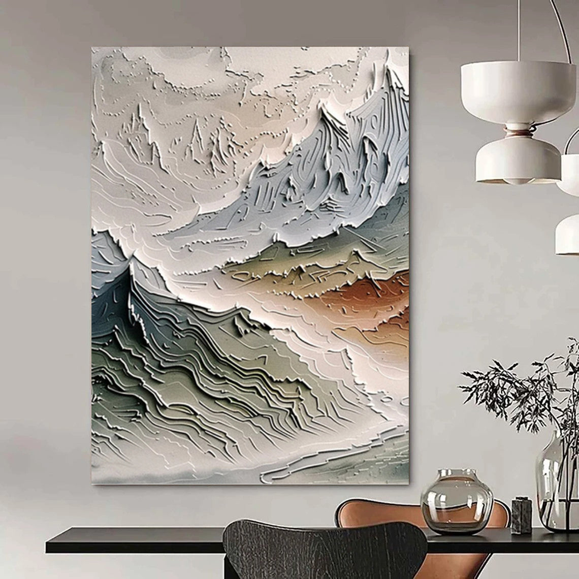 “Multi - colored Textured Mountain Abstract” - Landscape - inspired Relief Painting On Canvas PT0981