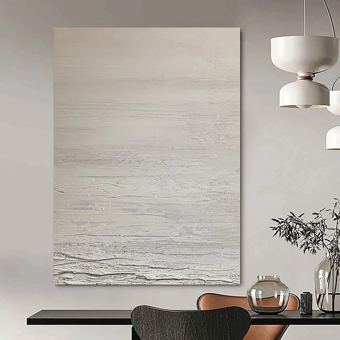 “Light Gray Textured Minimalist” - Subtle Abstract Painting On Canvas PS0124