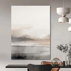 “Ethereal Gray - Beige Watercolor Mountains” - Watercolor Painting On Canvas PT2060