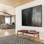 Grey and Black Textured Layers Abstract Expressionist Painting On Canvas DKS150