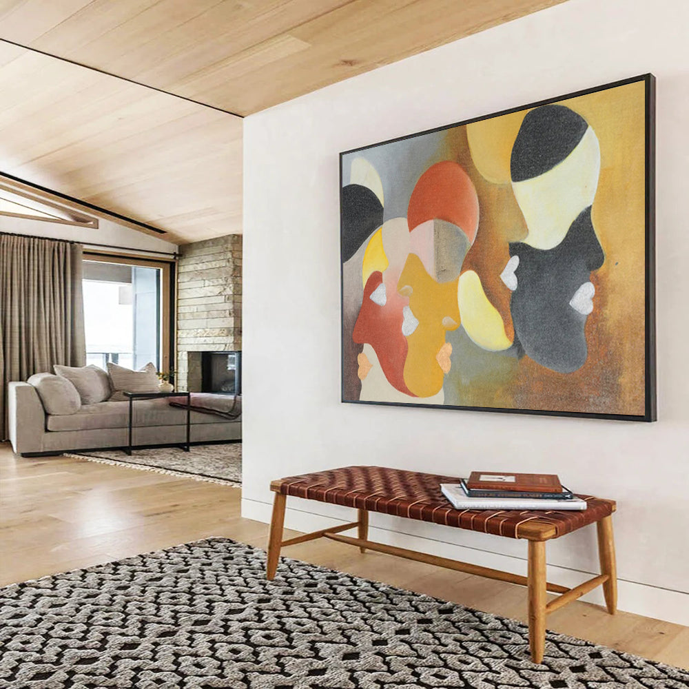 “Geometric Face Abstractions” - Abstract, Cubist - Styled Painting On Canvas DKS003