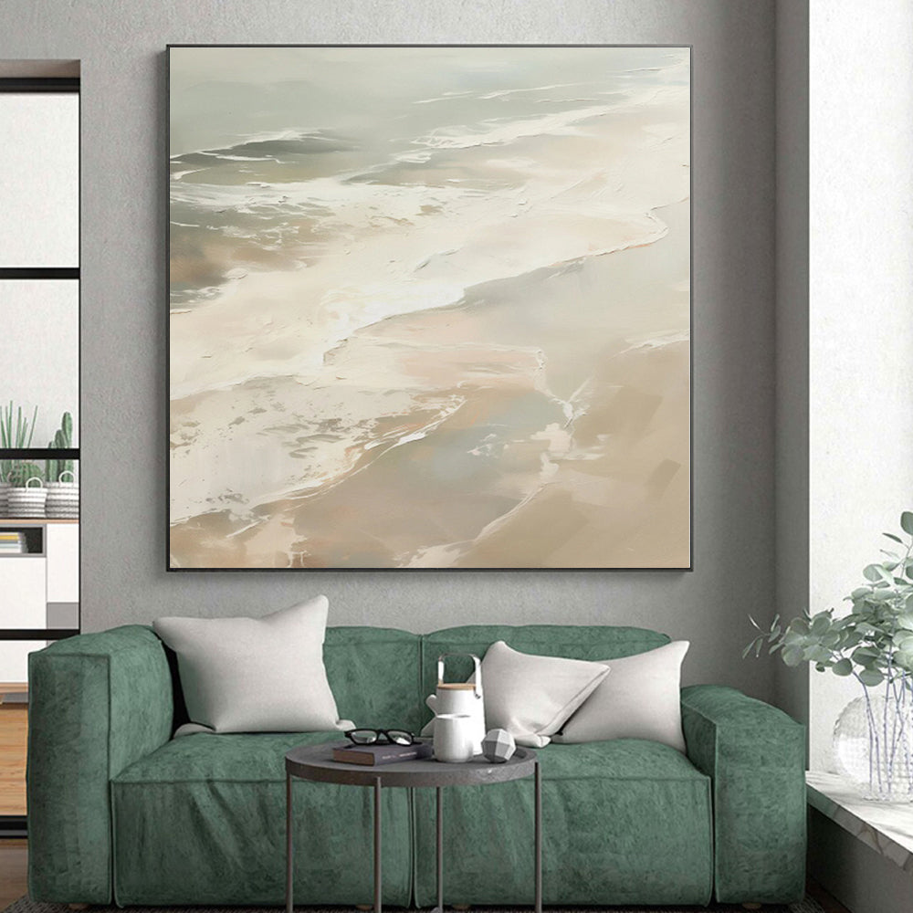 “Soft Beige & White Abstract” - Minimalist Abstract Painting On Canvas PS0421