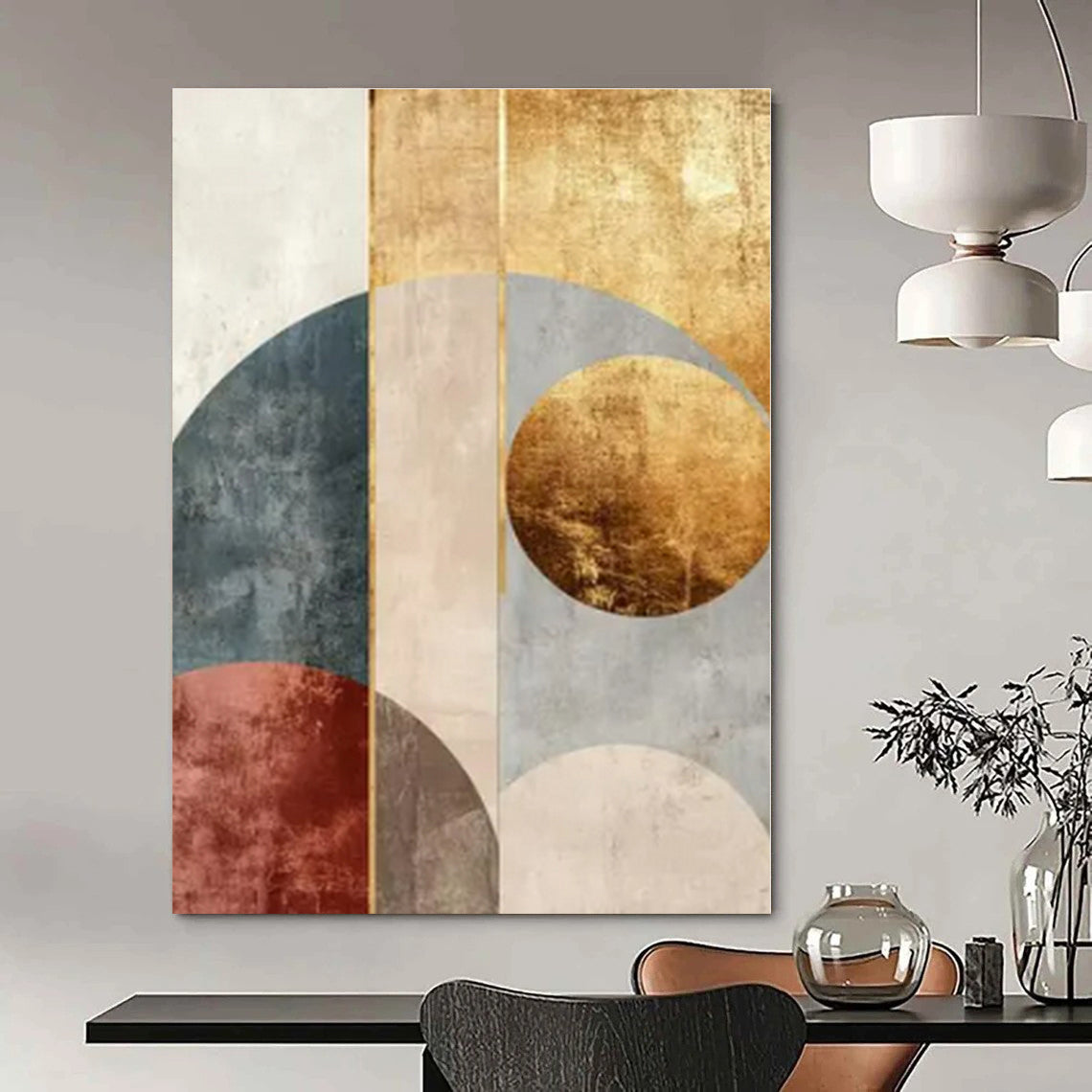 Gold and Earth - Toned Arches Echo - Repeated Geometric Abstract Painting On Canvas PS1247