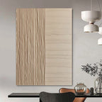 “Dual - Textured Beige Harmony” - Beige, Linear & Wavy Abstract Painting On Canvas PT1478