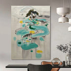 “Ink - Wash Abstract Village” - Sumi - E, Serene - Styled Painting On Canvas PT1584