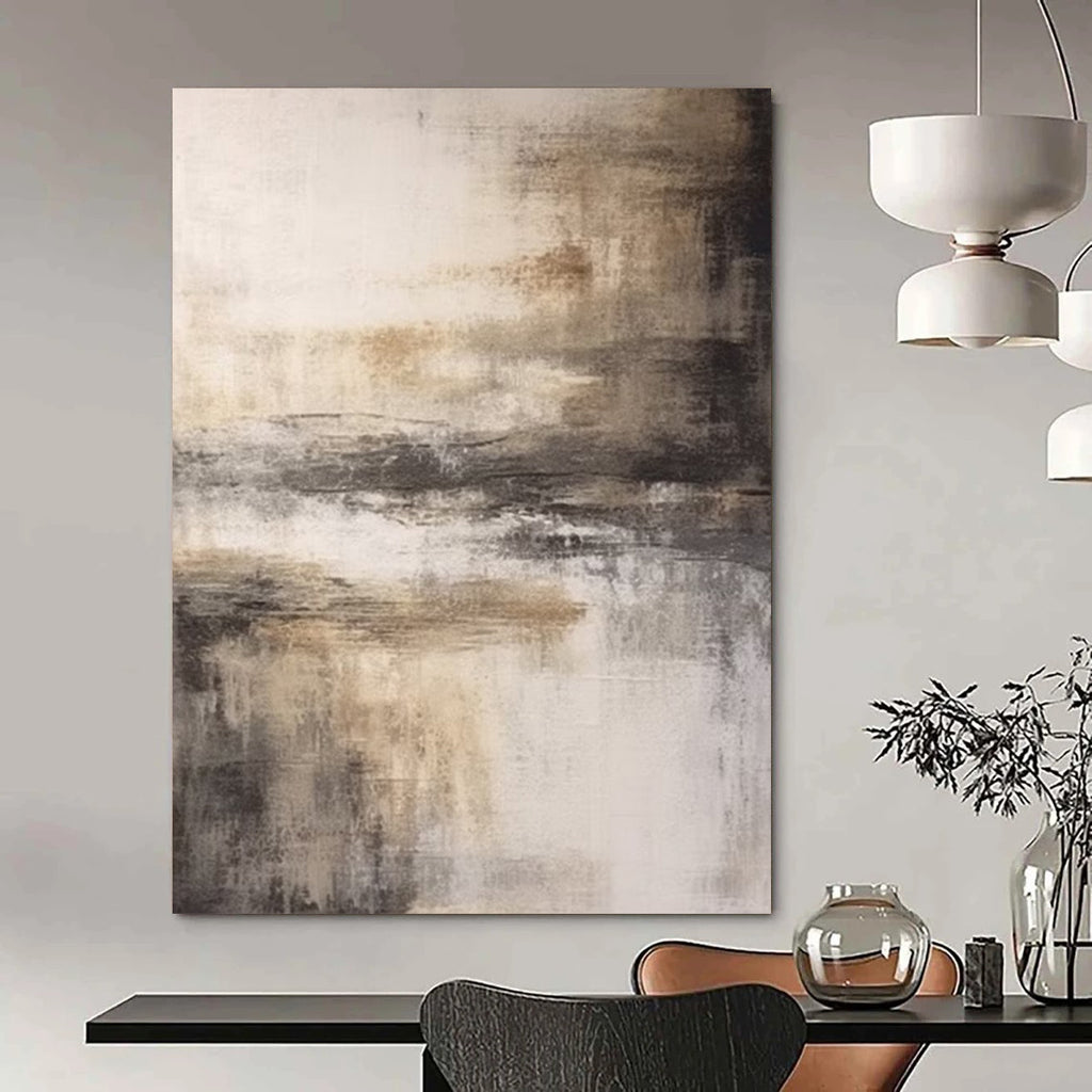 “Neutral Tones Abstract Landscape” - Abstract Landscape Painting On Canvas DS362