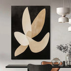 “Black - Beige Organic Shapes” - Artistic Abstract Painting On Canvas PS0138