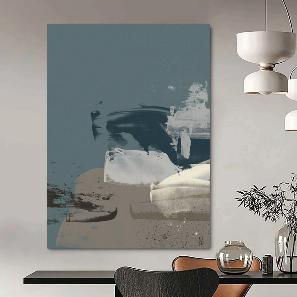 “Contrasting Tones Abstract” - Dark & Light Shapes with Subtle Textures Painting On Canvas DS242