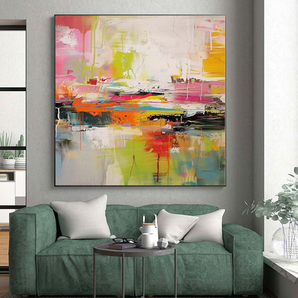 “Colorful Abstract Chaos of a Summer Day” - Energetic Abstract Painting On Canvas PS0238