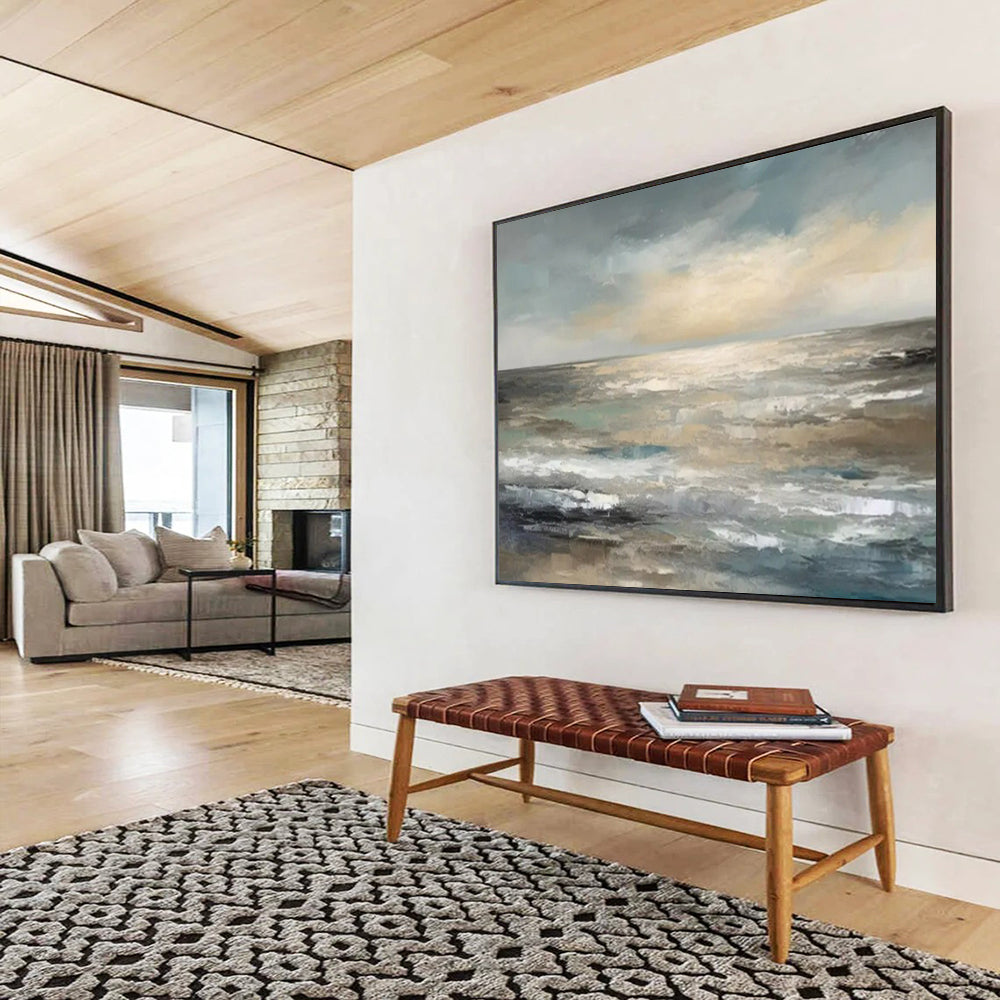 “Neutral - Tone Ocean Horizon” - Minimalist - Seaside Painting On Canvas PT1548