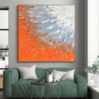 “Orange & Blue Textured Strokes” - Textured Abstract Painting On Canvas PS0405