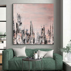 “Urban Blush Abstract” - Cityscape Abstract Painting On Canvas PS0061
