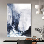 Blue, Gray and White with Moody Textures "Stormy Harbor" Abstract Landscape Painting On Canvas PS1132