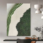 “Green & White Textured Abstract” - Nature - Inspired Abstract Painting On Canvas DS316