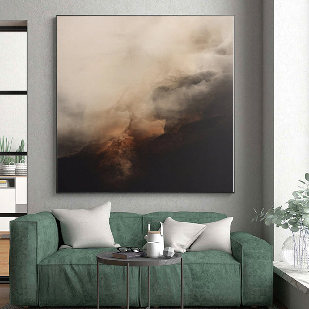 “Brown - Gray Misty Abstraction” - Brown, Gray Abstract Painting On Canvas PS0521