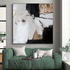 “Monochrome Abstract with Gold Accents” - Minimalist Abstract Painting On Canvas PS0255