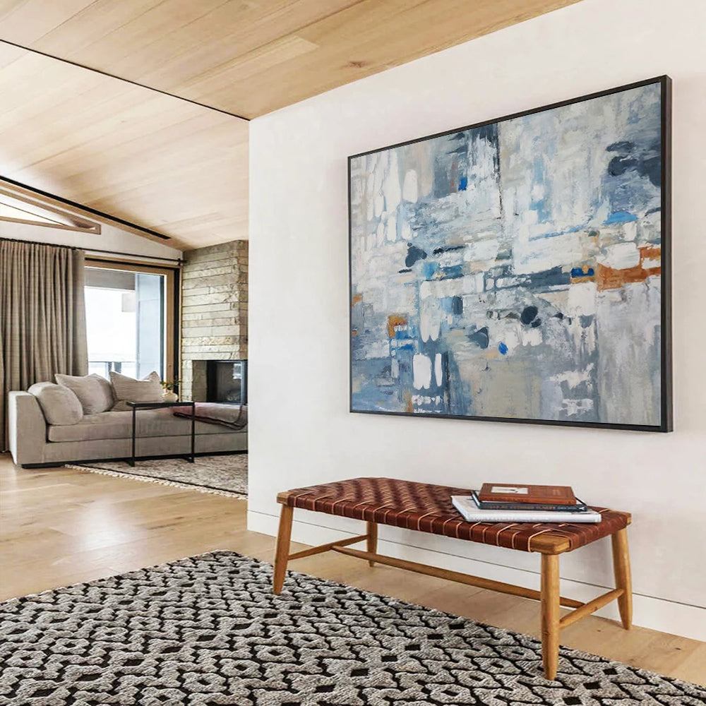 “Cool Abstract Impasto Cityscape” - Textured Urban Painting On Canvas PT018