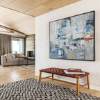 “Cool Abstract Impasto Cityscape” - Textured Urban Painting On Canvas PT018