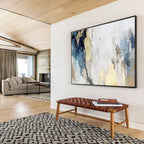 “Blue And Gold Abstract” - Luxe Abstract Painting On Canvas DKS507