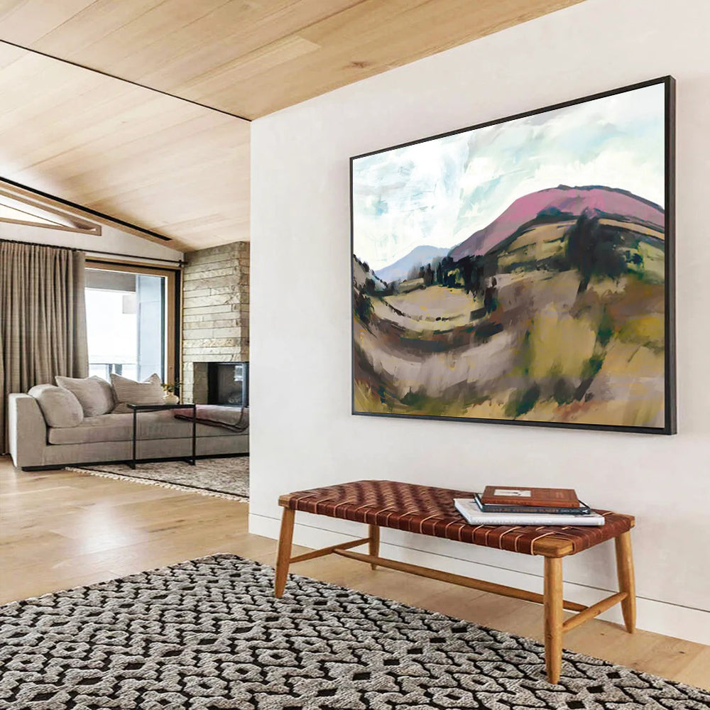 “Colorful Rolling Hills Landscape” - Expressive Landscape Painting On Canvas PT126