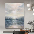 Serene Seaside, Realist Ocean, Oil Painting On Canvas PT2101