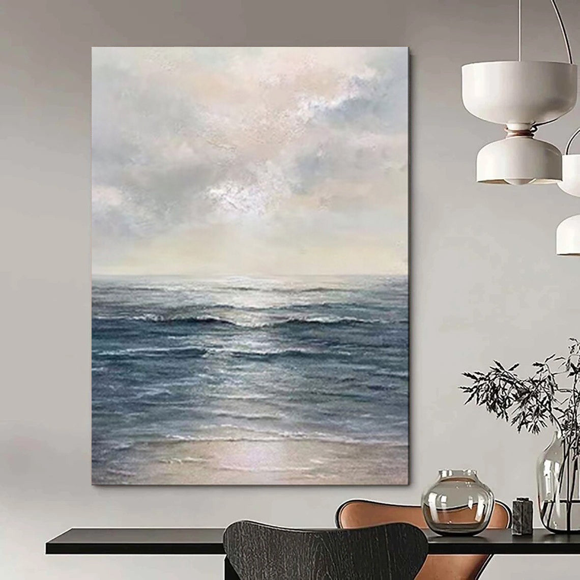 Serene Seaside, Realist Ocean, Oil Painting On Canvas PT2101