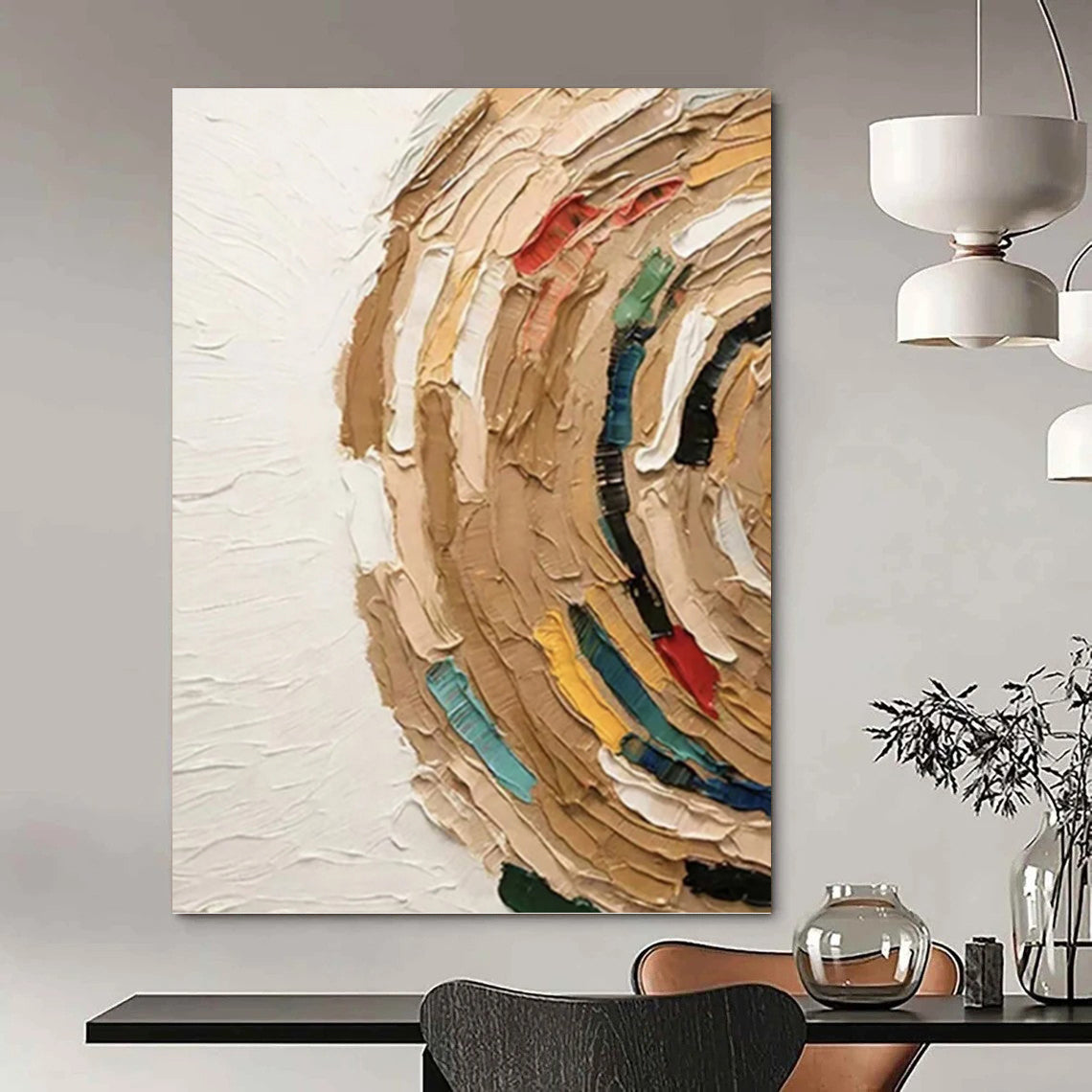 “Colorful Textured Swirl” - Impasto Abstract Painting On Canvas PT1118
