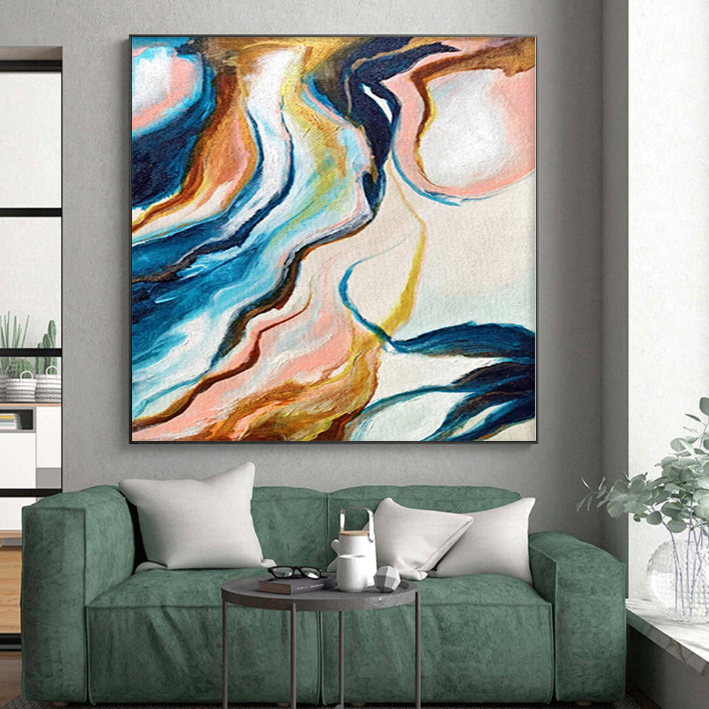 “Colorful Flowing Abstract” - Abstract Impasto Painting On Canvas PS0033