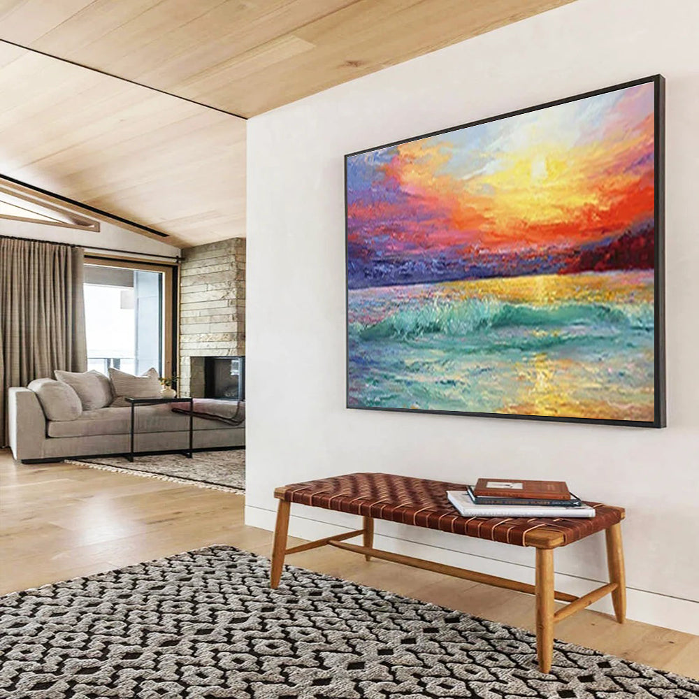 “Vibrant Sea Sunset” - Impressionistic Oil Painting On Canvas DKS859