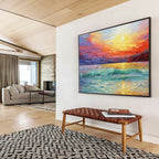 “Vibrant Sea Sunset” - Impressionistic Oil Painting On Canvas DKS859