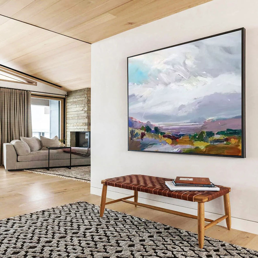 “Colorful Impressionistic Landscape” - Vivid Valley Painting On Canvas DKS442