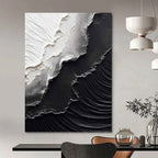 “Black & White Textured Abstraction” - Minimalist, Textural Painting On Canvas PT1475
